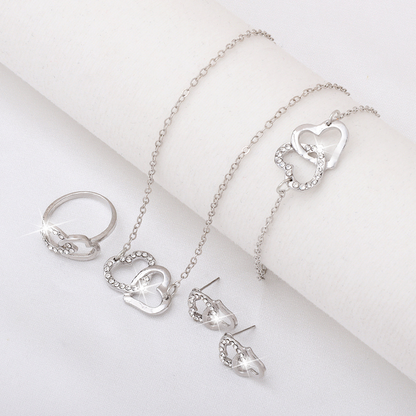 🎁💖Gift Idea Hot Sale 65% OFF🔥4-Piece Double Heart Jewelry Set