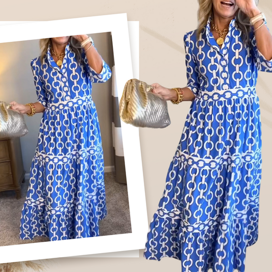 🎉This Week's Special Sales - 60% OFF✨Women’s Geometric Print V-Neck Maxi Dress