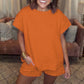 🏖️Summer Hot Sale 60% OFF🌼Women's Solid Textured Casual Short Sleeve Top Drawstring Shorts Set✨