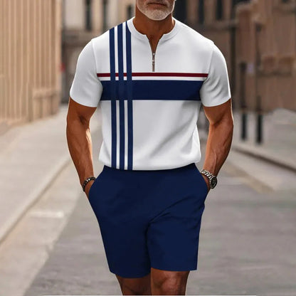 👕Summer Hot Sale 60% OFF⭐Men's Quarter-Zip Shirt & Shorts Set
