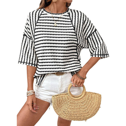 🔥HOT SALE 60% OFF✨Women's Striped Relaxed Fit T-Shirt