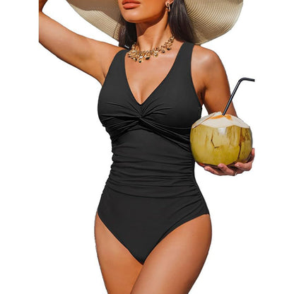 🎉 Last Day Promotion 60% OFF 🩱Women's One-Piece Swimsuit – Tummy control ruching, elegant twist-front. Wide straps stay put, no digging. Quick-dry fabric. Perfect for pool or beach. 🌊💕