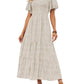 ⏳Limited-Time 50% Discount!!💞2026 Women's Casual Floral Print Short Flutter Sleeve Smocked High Waist Flowy Maxi Dress