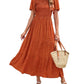 ⏳Limited-Time 50% Discount!!💞2026 Women's Casual Floral Print Short Flutter Sleeve Smocked High Waist Flowy Maxi Dress