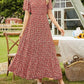⏳Limited-Time 50% Discount!!💞2026 Women's Casual Floral Print Short Flutter Sleeve Smocked High Waist Flowy Maxi Dress