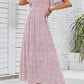 ⏳Limited-Time 50% Discount!!💞2026 Women's Casual Floral Print Short Flutter Sleeve Smocked High Waist Flowy Maxi Dress