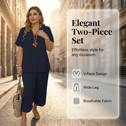 ⏳Limited Time 60% Off! 💥Women's Casual Short Sleeve Top & Wide Leg Pants Set