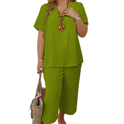 ⏳Limited Time 60% Off! 💥Women's Casual Short Sleeve Top & Wide Leg Pants Set