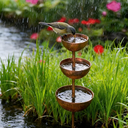 🔥 Last Day Promotion-60% OFF✨☔️3-Tier Rustic Metal Bird Feeder & Drinker Stake