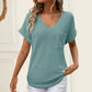 ⏰Hot Sale 65% OFF🎉Women's Waffle V Neck Short Sleeve Casual Top