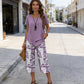 🥳SUMMER HOT SALE 50% OFF! 🔥Casual Round Neck Layered Tunic Top and Wide Leg Pants Set