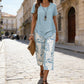 🥳SUMMER HOT SALE 50% OFF! 🔥Casual Round Neck Layered Tunic Top and Wide Leg Pants Set