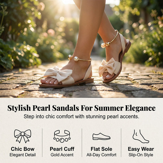 🎉 Last Day Promotion-60% OFF✨Stylish Pearl Ankle Strap Sandals