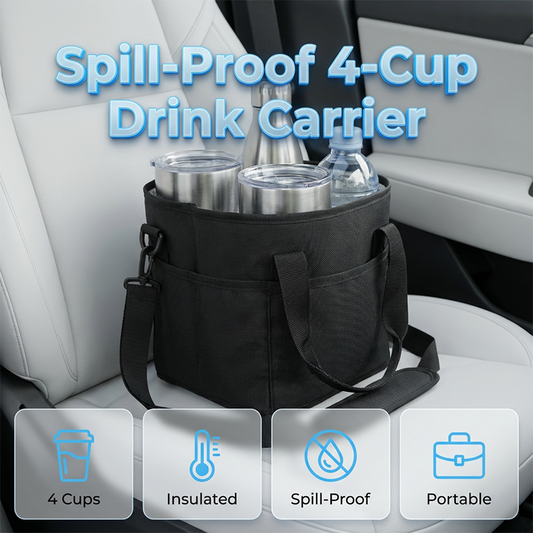 ✨60% OFF🧋 4-Cup Drink Tote with Shoulder Strap – Carry All Your Drinks, Hands-Free & Leak-Proof ☕🥤👜