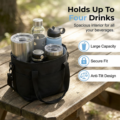 ✨60% OFF🧋 4-Cup Drink Tote with Shoulder Strap – Carry All Your Drinks, Hands-Free & Leak-Proof ☕🥤👜