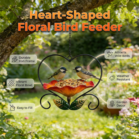 Heart-Shaped Floral Bird Feeder