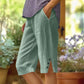 🌺Summer Hot Sale 60% OFF💐Women's Casual Solid Color Pocket Capri Pants