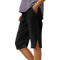🌺Summer Hot Sale 60% OFF💐Women's Casual Solid Color Pocket Capri Pants