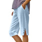 🌺Summer Hot Sale 60% OFF💐Women's Casual Solid Color Pocket Capri Pants