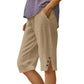 🌺Summer Hot Sale 60% OFF💐Women's Casual Solid Color Pocket Capri Pants