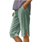 🌺Summer Hot Sale 60% OFF💐Women's Casual Solid Color Pocket Capri Pants