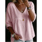 🌺Summer Hot Sale 50% OFF💐Women's Casual V-Neck Lace Trim Top