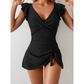 🌺Summer Hot Sale 60% OFF💐Women's Elegant V-Neck Tummy Control Swim Dress
