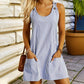 🌺Summer Hot Sale 60% OFF💐Women's Casual Striped Adjustable Straps Sleeveless Romper Dress