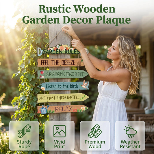 ⏳Limited-time 60% off⏰Rustic Wooden Garden Hanging Sign Wall Decor Plaque🏡