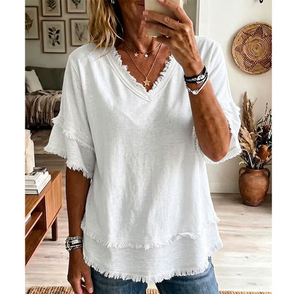 ⏳ Limited Time 50% Off! 🧥 Women's V-Neck Casual Short Sleeve Top