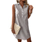 🌺Summer Hot Sale 50% OFF💐Women Sleeveless Striped Shirt Dress V Neck