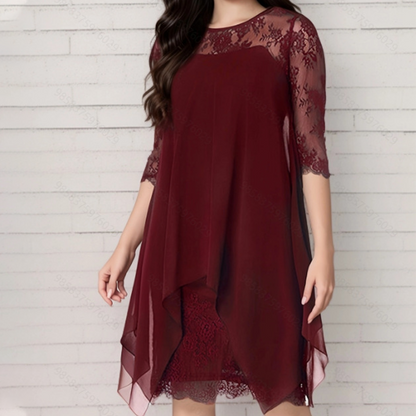 🎉 Last Day Promotion-59% OFF✨Women's Elegant High-Low Hem Lace Overlay Dress