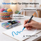 Dual-Tip Glitter Markers Set with Soft Brush