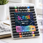 Dual-Tip Glitter Markers Set with Soft Brush