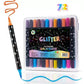 Dual-Tip Glitter Markers Set with Soft Brush