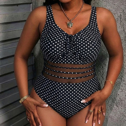 🌺Summer Hot Sale 50% OFF💐Women's Plus Size Polka Dot One Piece Swimsuit
