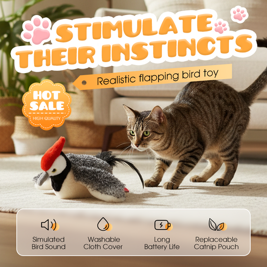 ⏳LAST DAY SALE 60% OFF !!📢Electric Plush Cat Teaser Toy with Sounds
