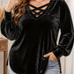 🎉 Last Day Promotion-59% OFF✨Women's Plus Size Velvet Criss Cross V-Neck Top