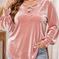 🎉 Last Day Promotion-59% OFF✨Women's Plus Size Velvet Criss Cross V-Neck Top