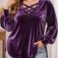 🎉 Last Day Promotion-59% OFF✨Women's Plus Size Velvet Criss Cross V-Neck Top