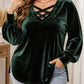 🎉 Last Day Promotion-59% OFF✨Women's Plus Size Velvet Criss Cross V-Neck Top