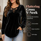 🎉 Last Day Promotion-59% OFF✨Women's Plus Size Velvet Criss Cross V-Neck Top