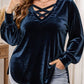 🎉 Last Day Promotion-59% OFF✨Women's Plus Size Velvet Criss Cross V-Neck Top