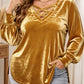 🎉 Last Day Promotion-59% OFF✨Women's Plus Size Velvet Criss Cross V-Neck Top