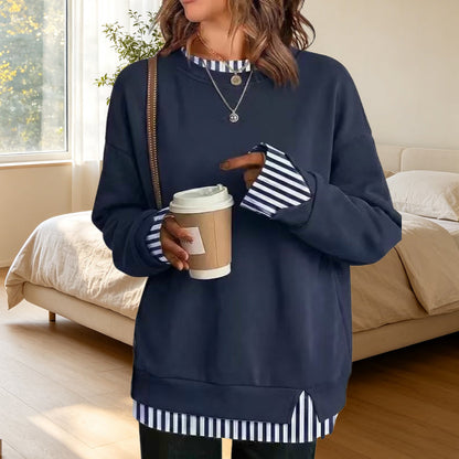 🌻60% OFF FLASH SALE! ✨💗Women's Loose Faux Two-Piece Sweatshirt 