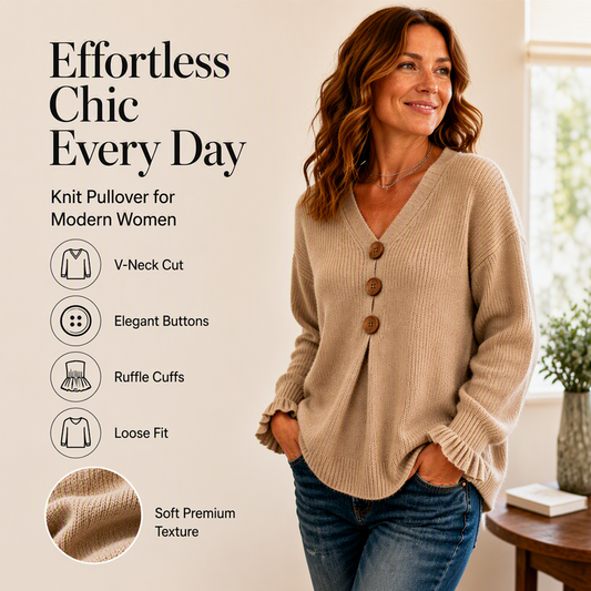 🍂Autumn Hot Sale 60% OFF🔥Women's V Neck Knit Sweater