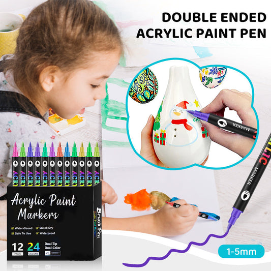 🎁Christmas Gift Idea 49%🎄Double-ended two-tone colored acrylic Paint marker