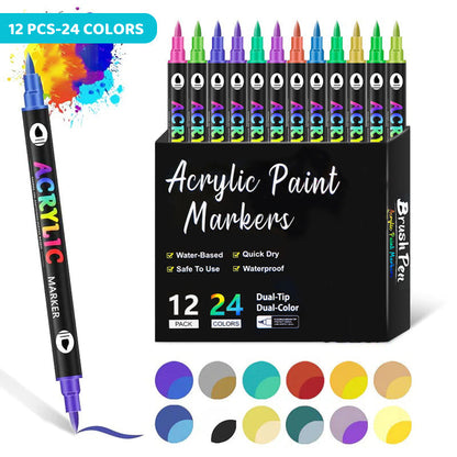 🎁Christmas Gift Idea 49%🎄Double-ended two-tone colored acrylic Paint marker