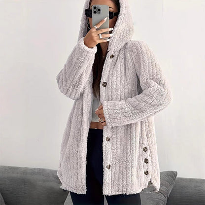 ⏳ Limited Time 60% Off!❄️Women's Loose-Fit Hooded Plush Jacket