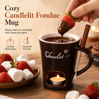 🍪Hot Sale 50% OFF☕Ceramic Chocolate and Cheese Fondue Melter Mug with Fork